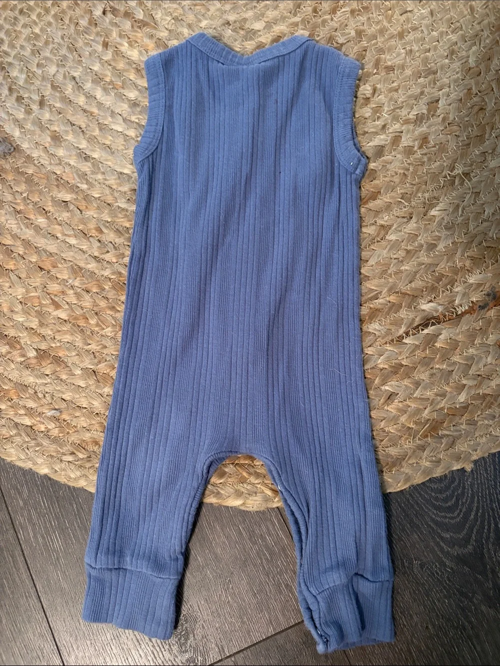 kate quinn Ribbed Sleeveless Romper in Slate Blue 3-6 months